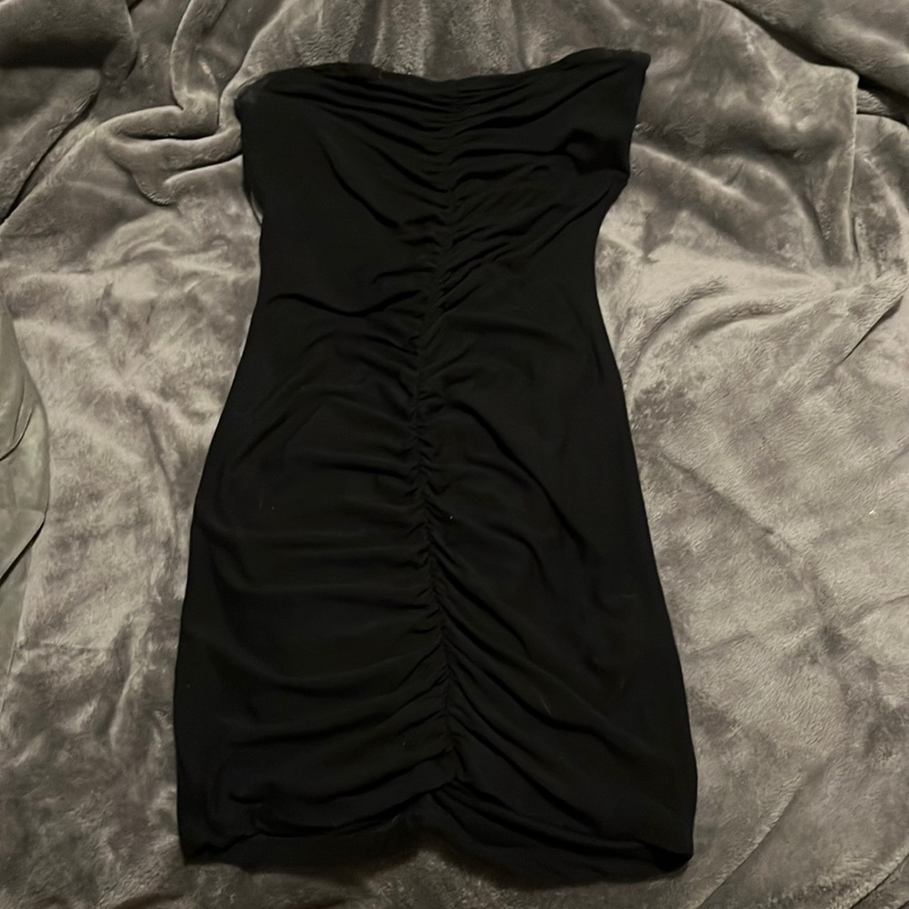 Garage Ribbed Strapless Bodycon Mini Dress